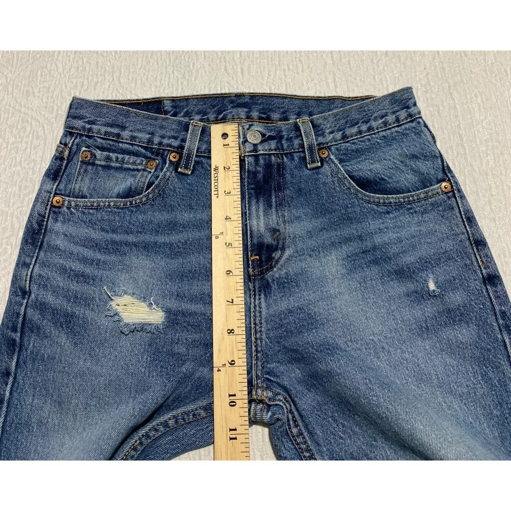 Levis 511 Distressed Jeans Mens 30×32 Blue Slim‎ Skater Whiskers Ripped Knee